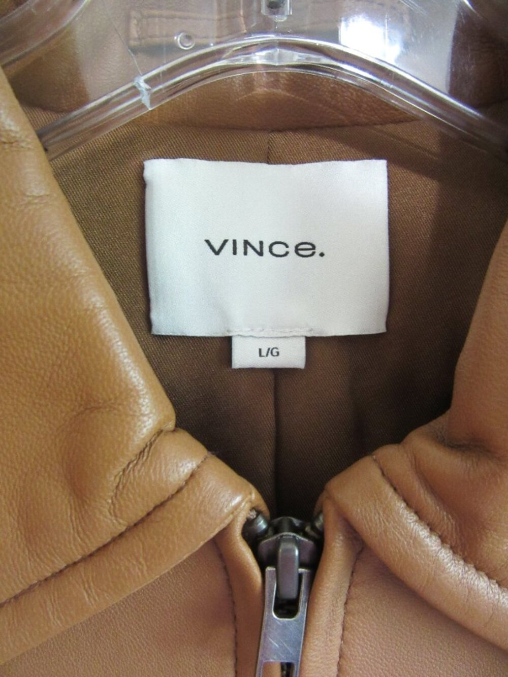 VINCE Carmel/Tan L Lambs Leather Long Sleeve Jacket - Picture 2 of 3